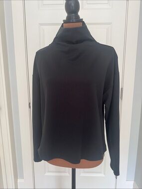 Eileen Fisher funnel-neck boxy l/s top black S/P